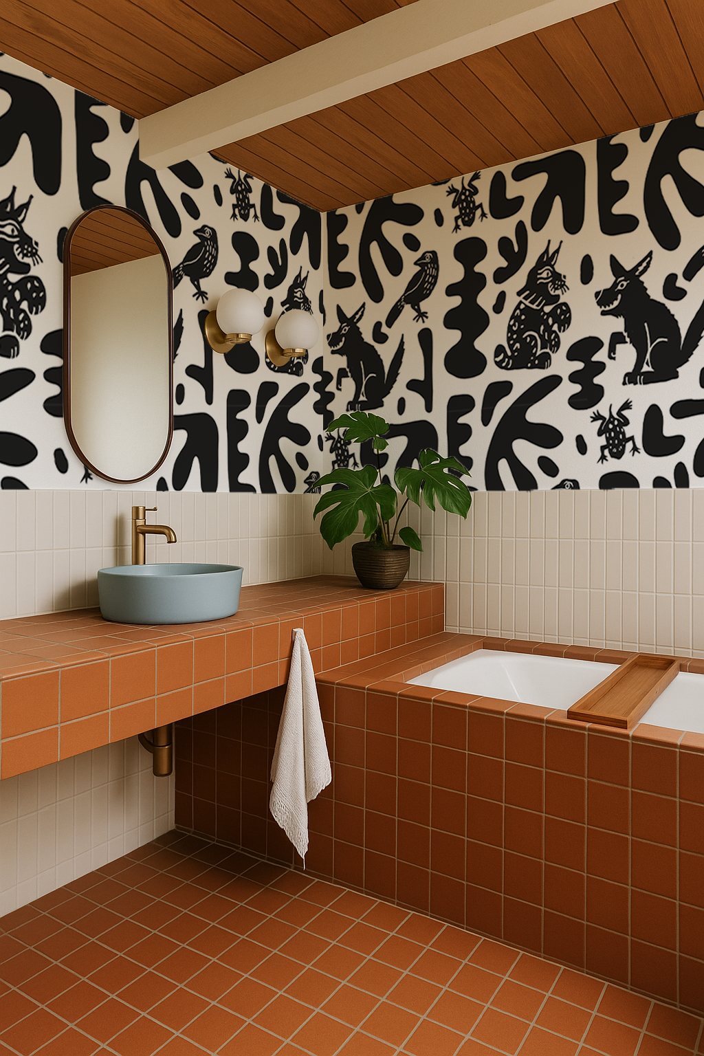 Abstract Animales Wallpaper, white and black