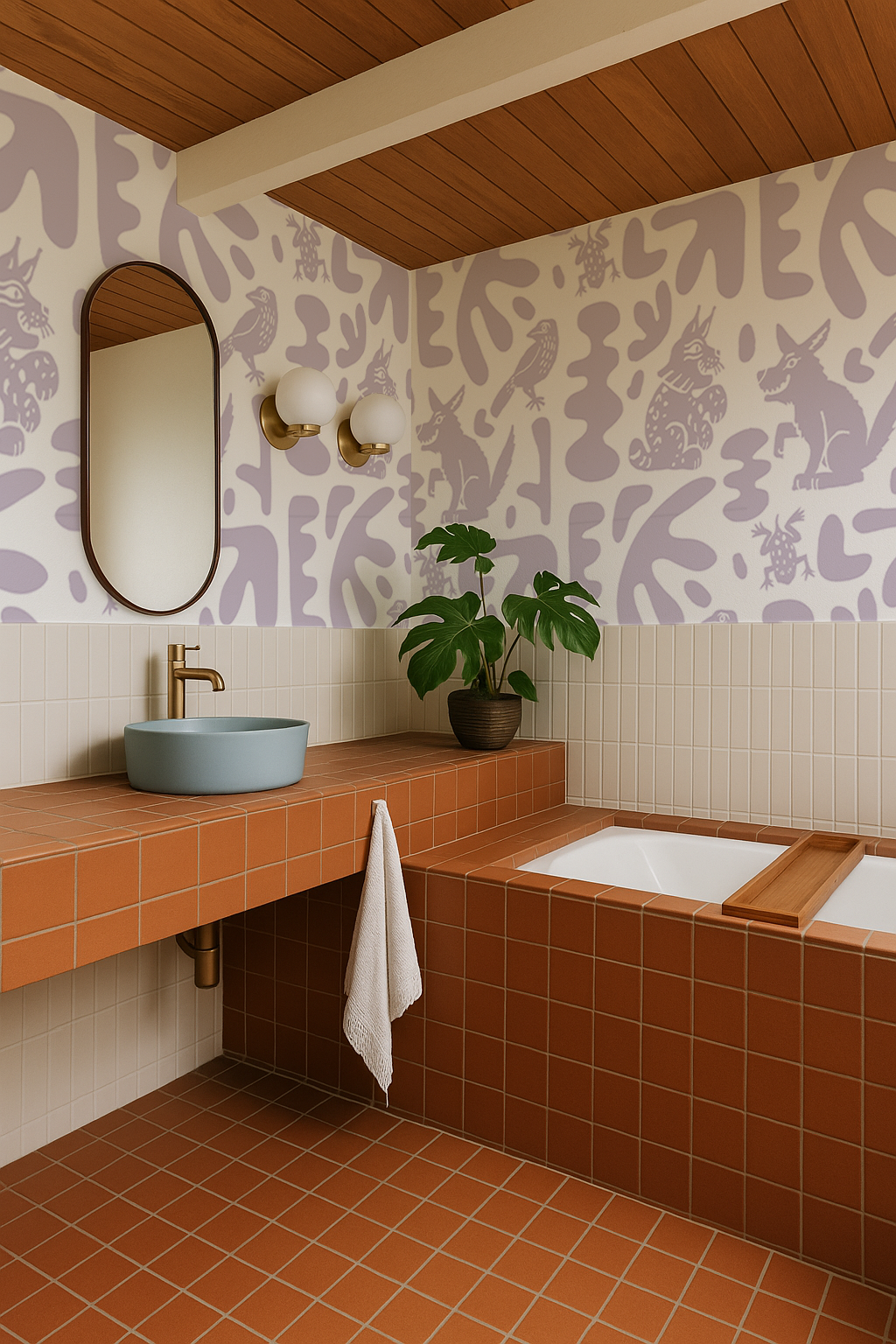 Abstract Animales Wallpaper, white and lavender