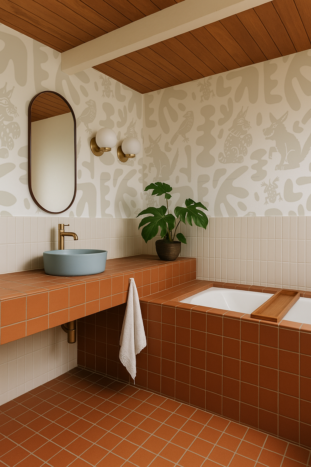 Abstract Animales Wallpaper, white and neutral