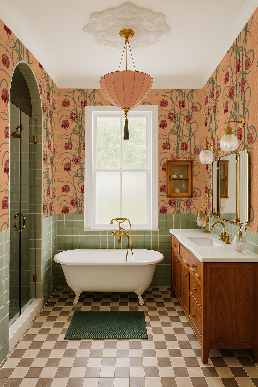 Campanas Wallpaper, peach and rust