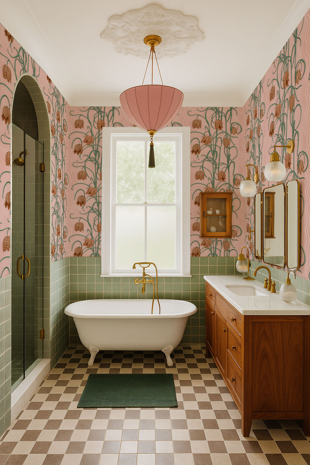 Campanas Wallpaper, dusty pink and orange
