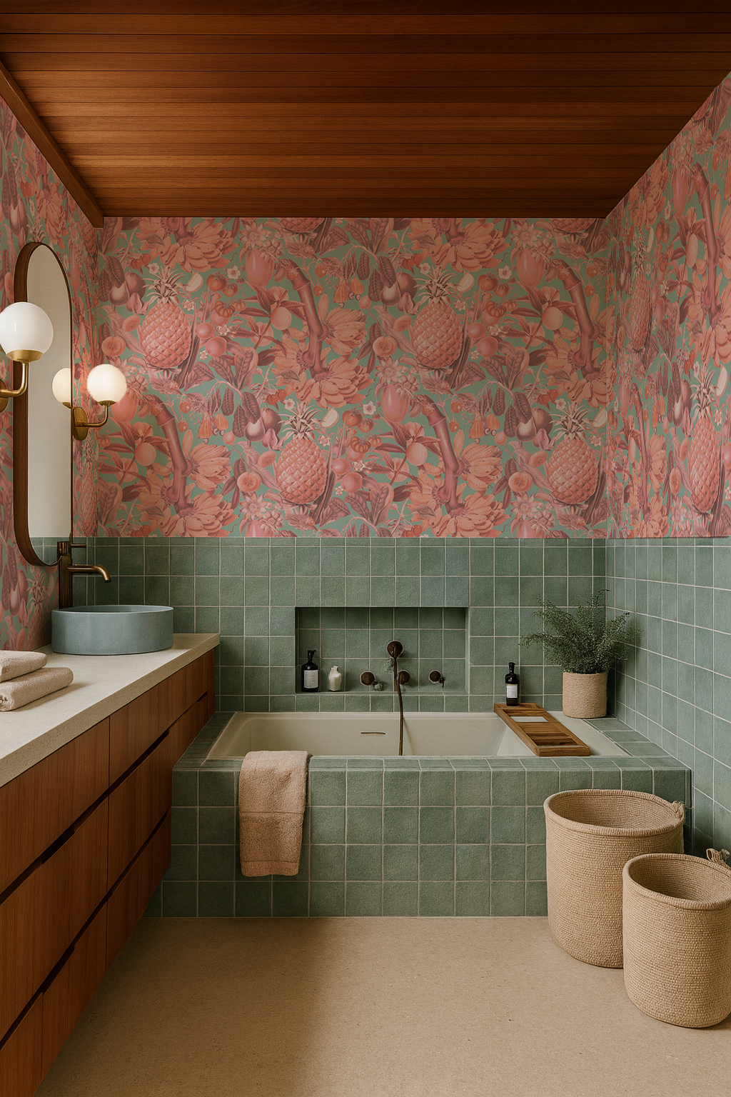 Juicy Fruit Wallpaper, mint and coral