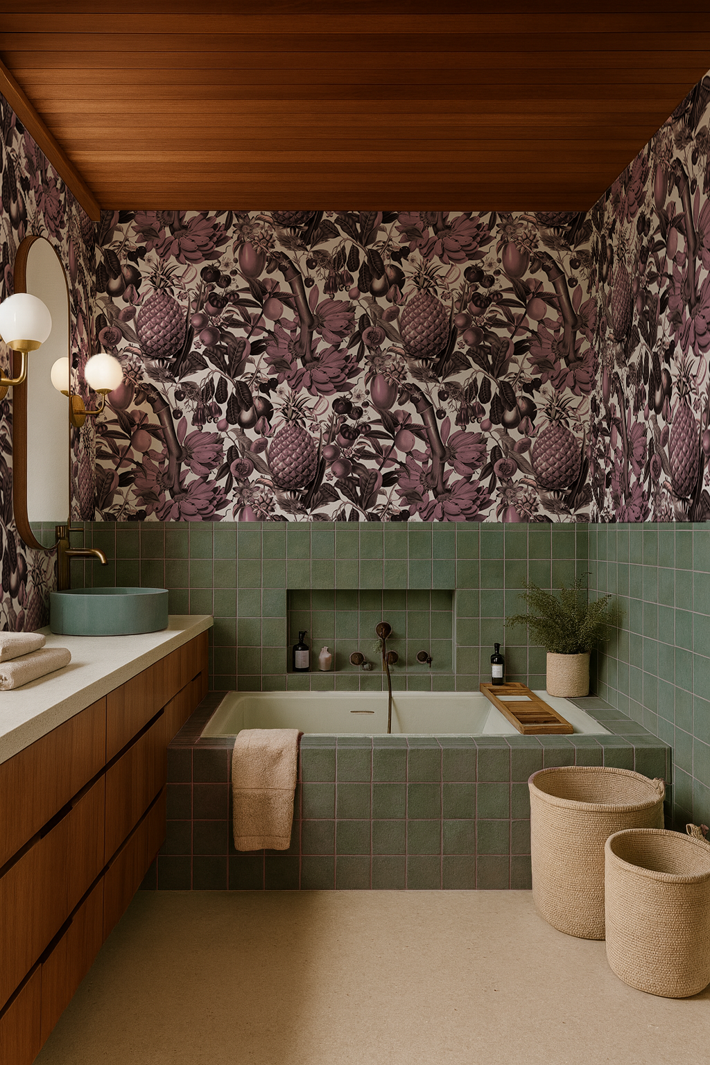 Juicy Fruit Wallpaper, white and mauve