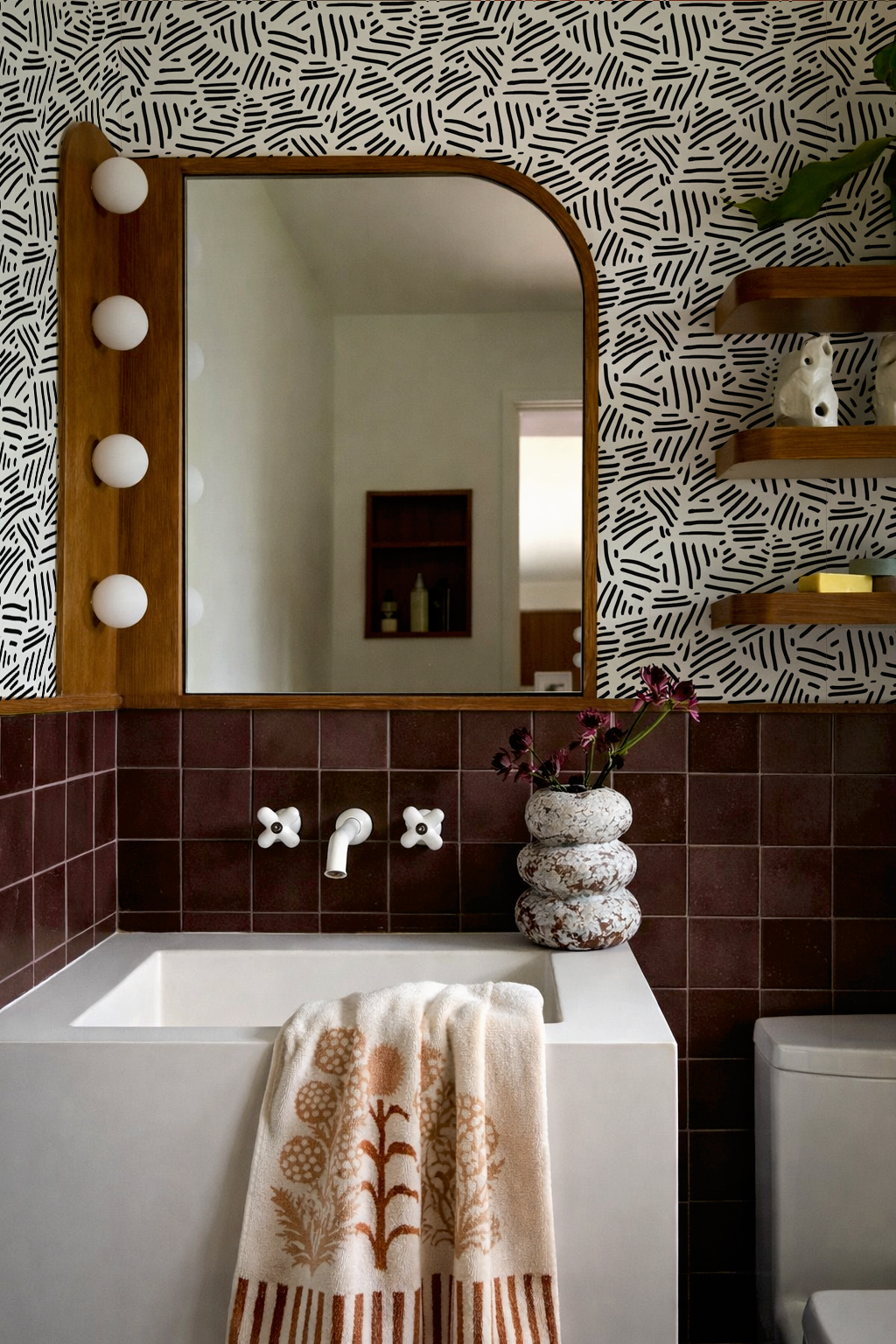 Simple Stripes Wallpaper, white and black
