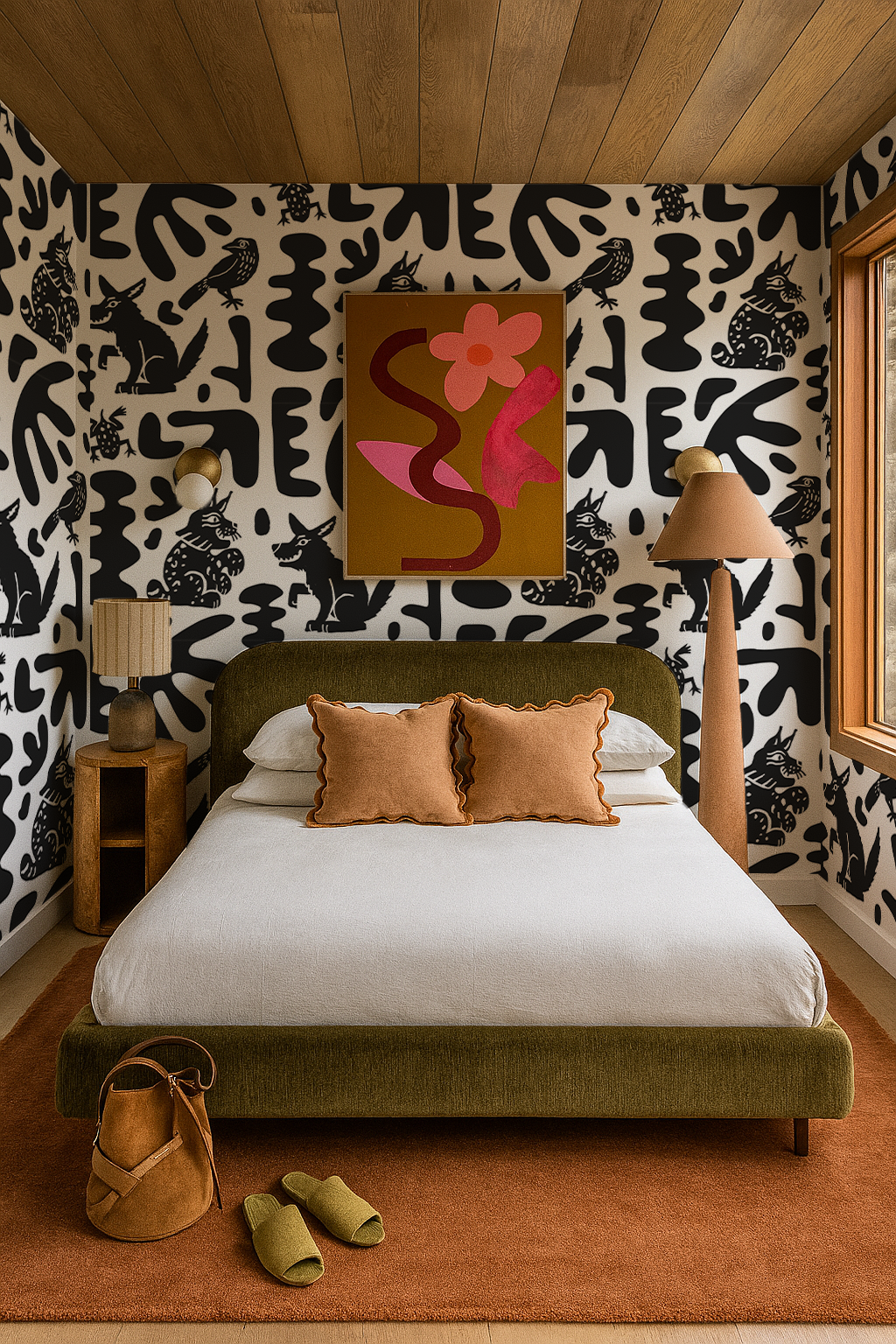 Abstract Animales Wallpaper, white and black