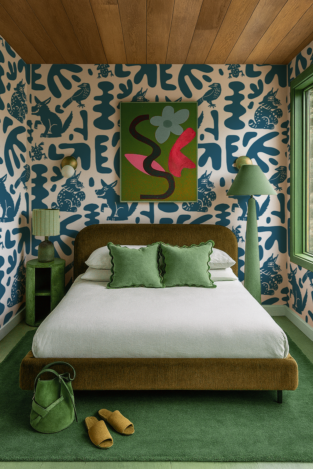 Abstract Animales Wallpaper, white and blue