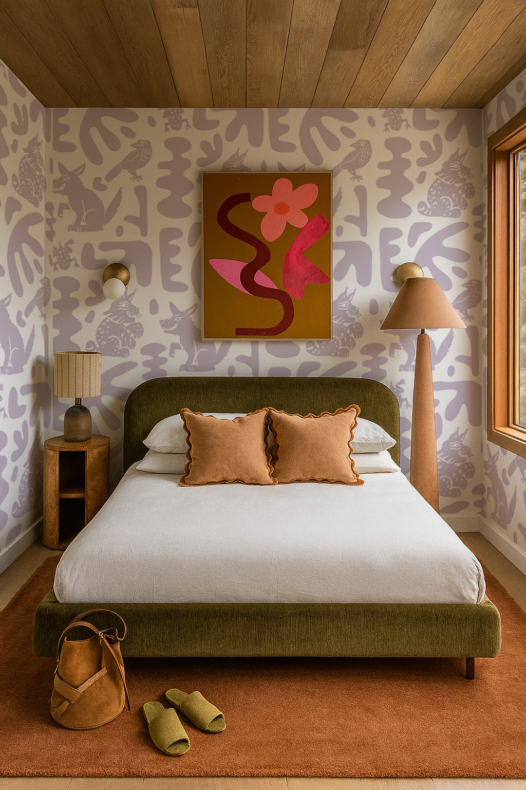 Abstract Animales Wallpaper, white and lavender