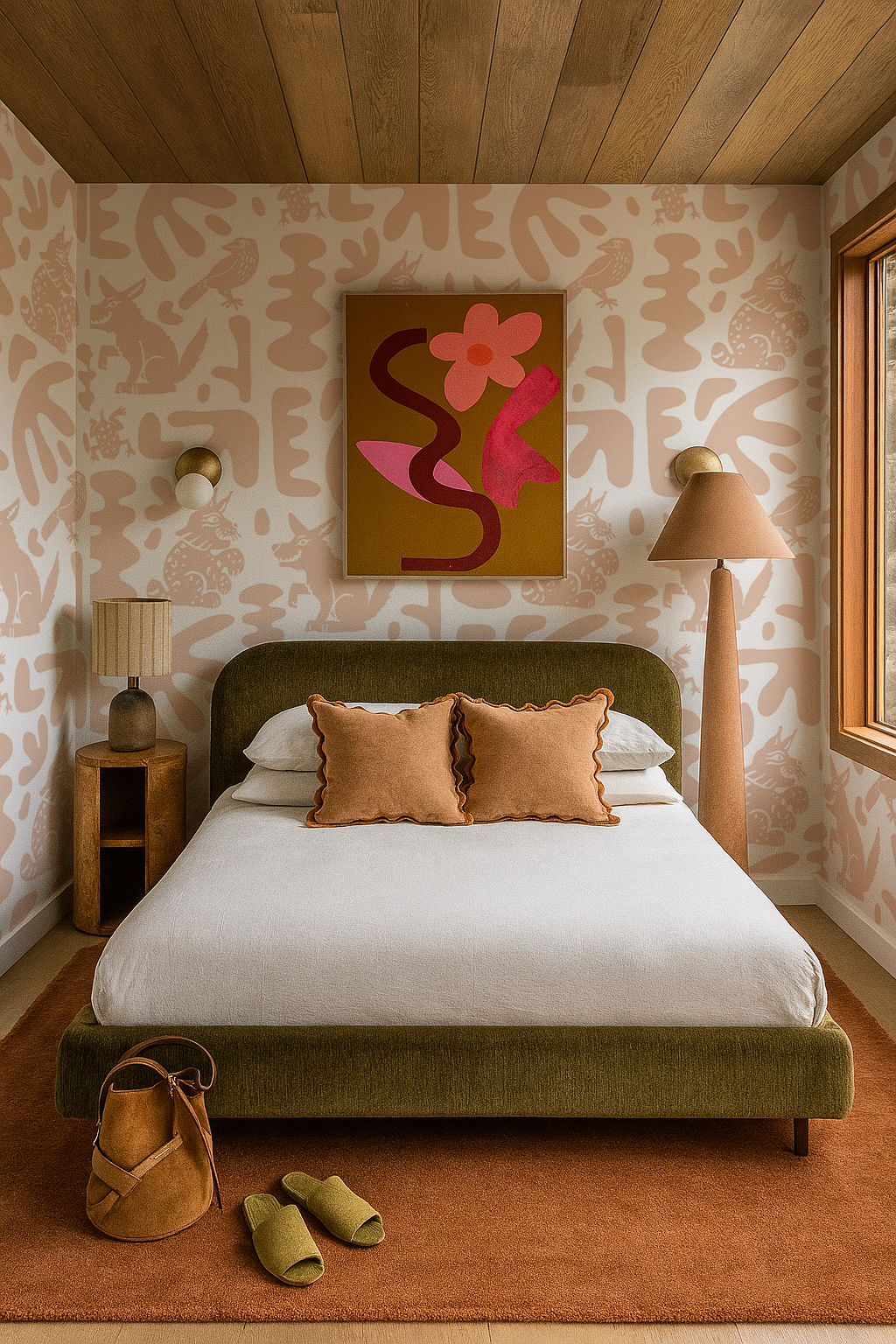 Abstract Animales Wallpaper, white and peach
