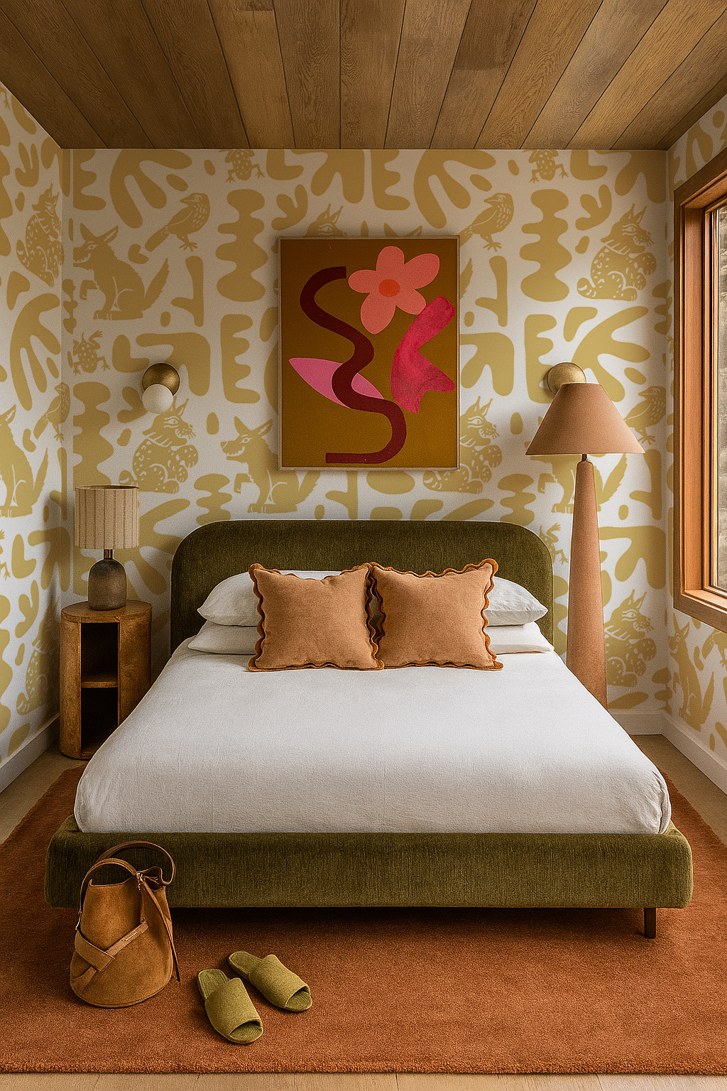 Abstract Animales Wallpaper, white and yellow