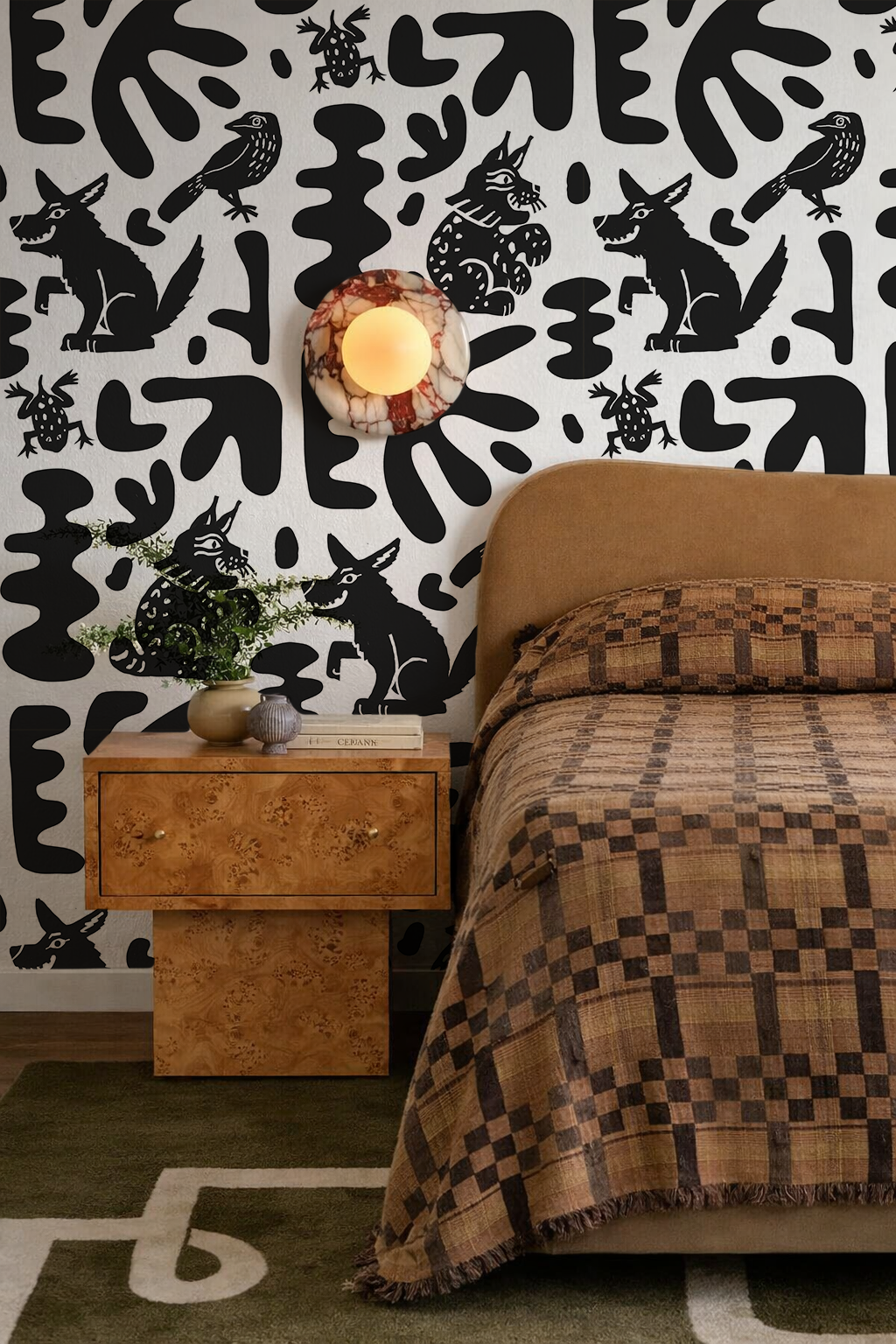 Abstract Animales Wallpaper, white and black