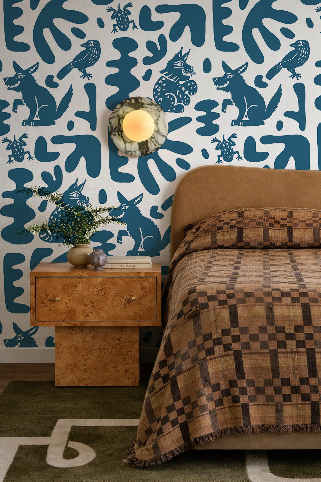Abstract Animales Wallpaper, white and blue