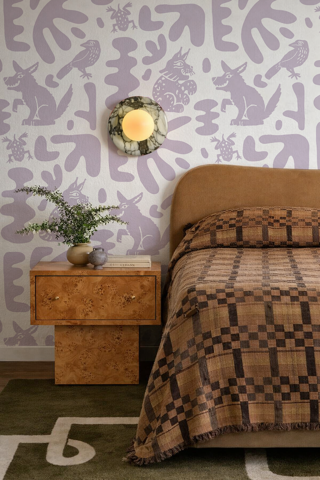 Abstract Animales Wallpaper, white and lavender