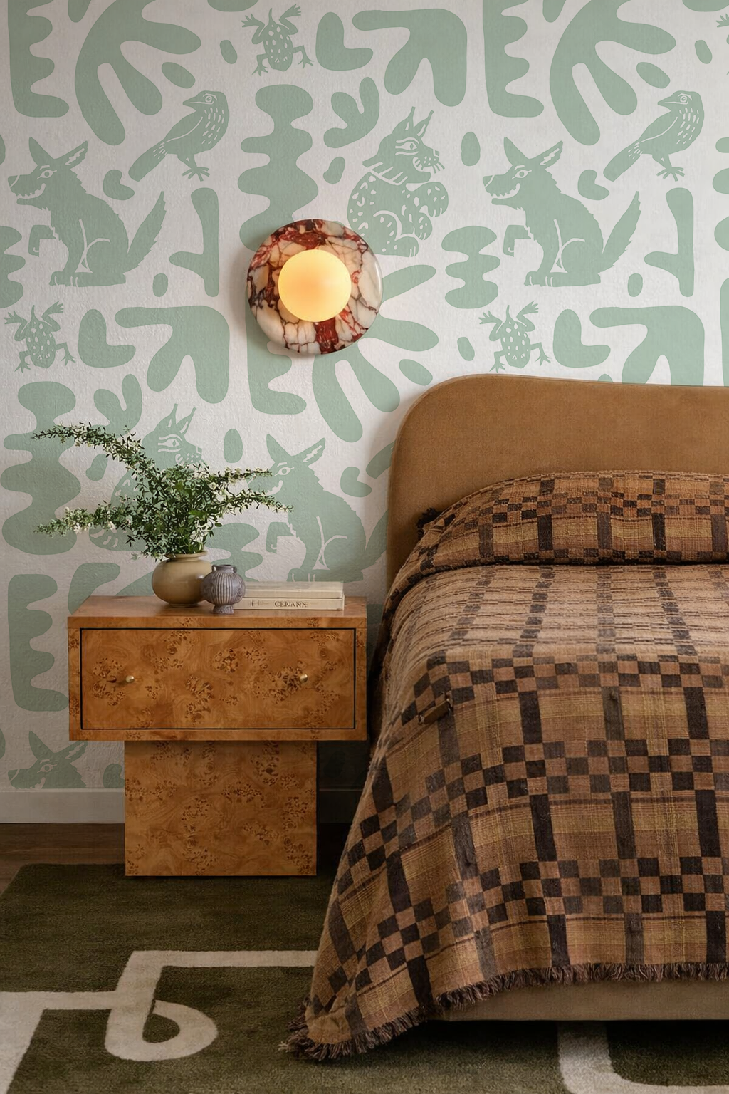 Abstract Animales Wallpaper, white and mint