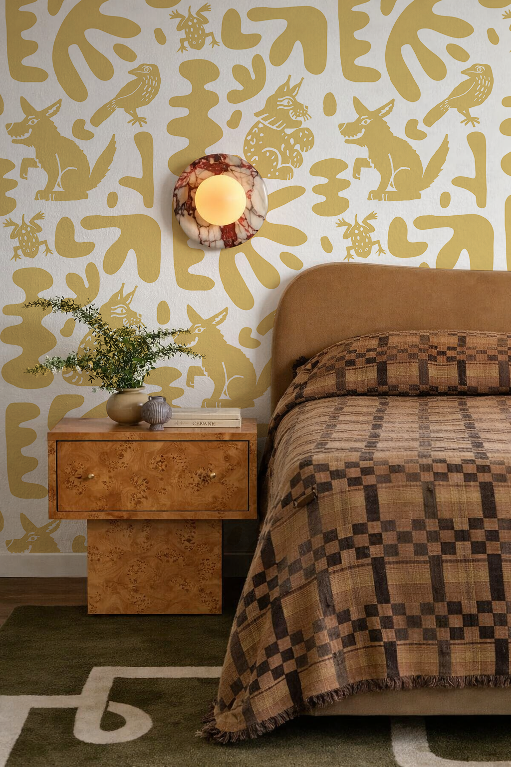 Abstract Animales Wallpaper, white and yellow