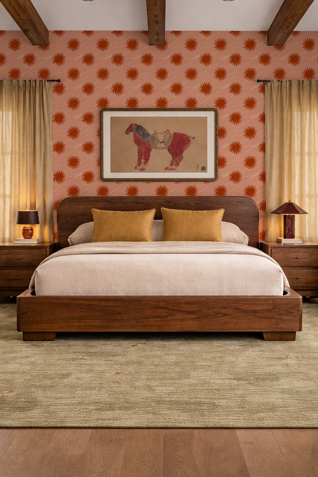Sol Wallpaper, terra cotta and rust