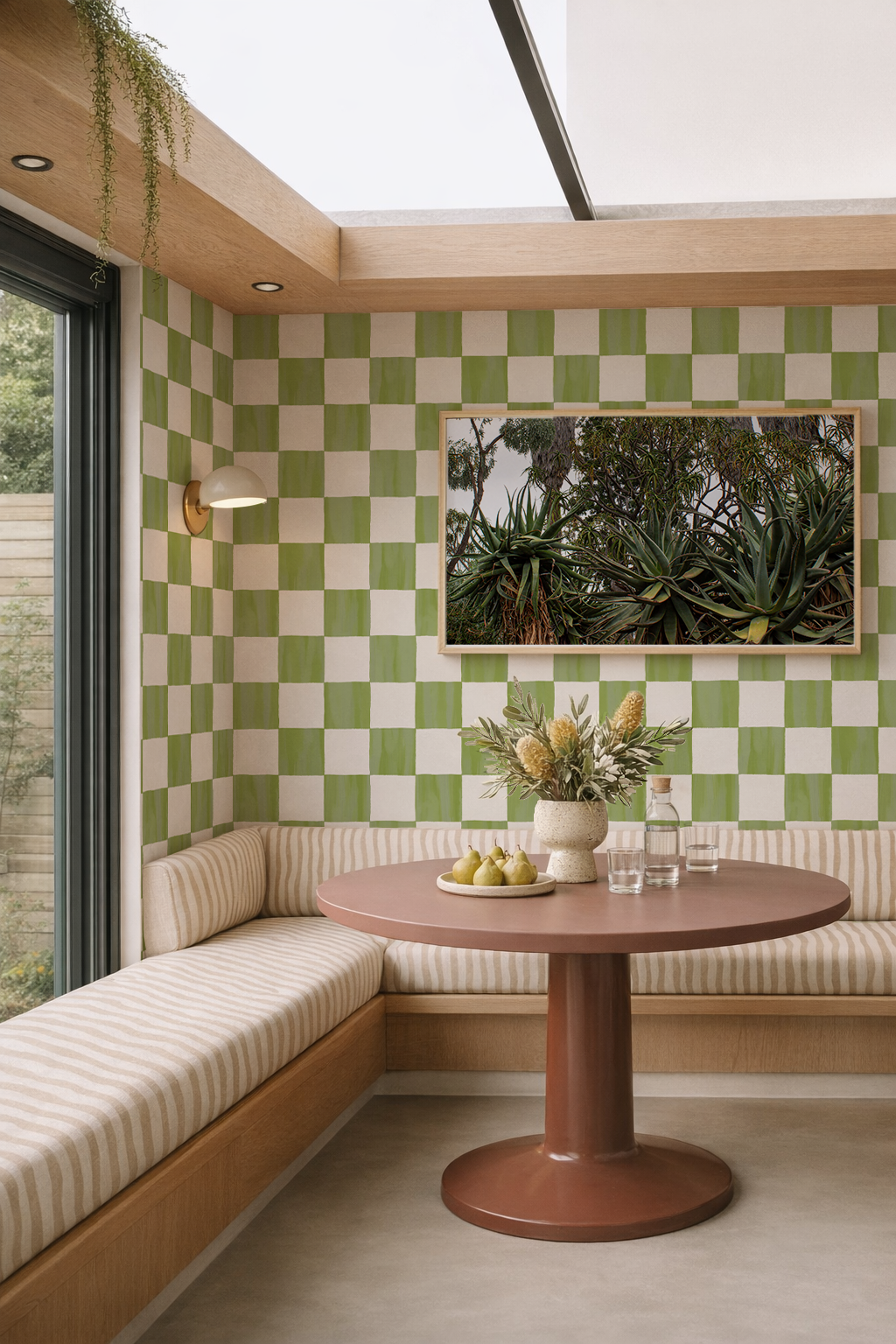 Checkers Wallpaper, olive green
