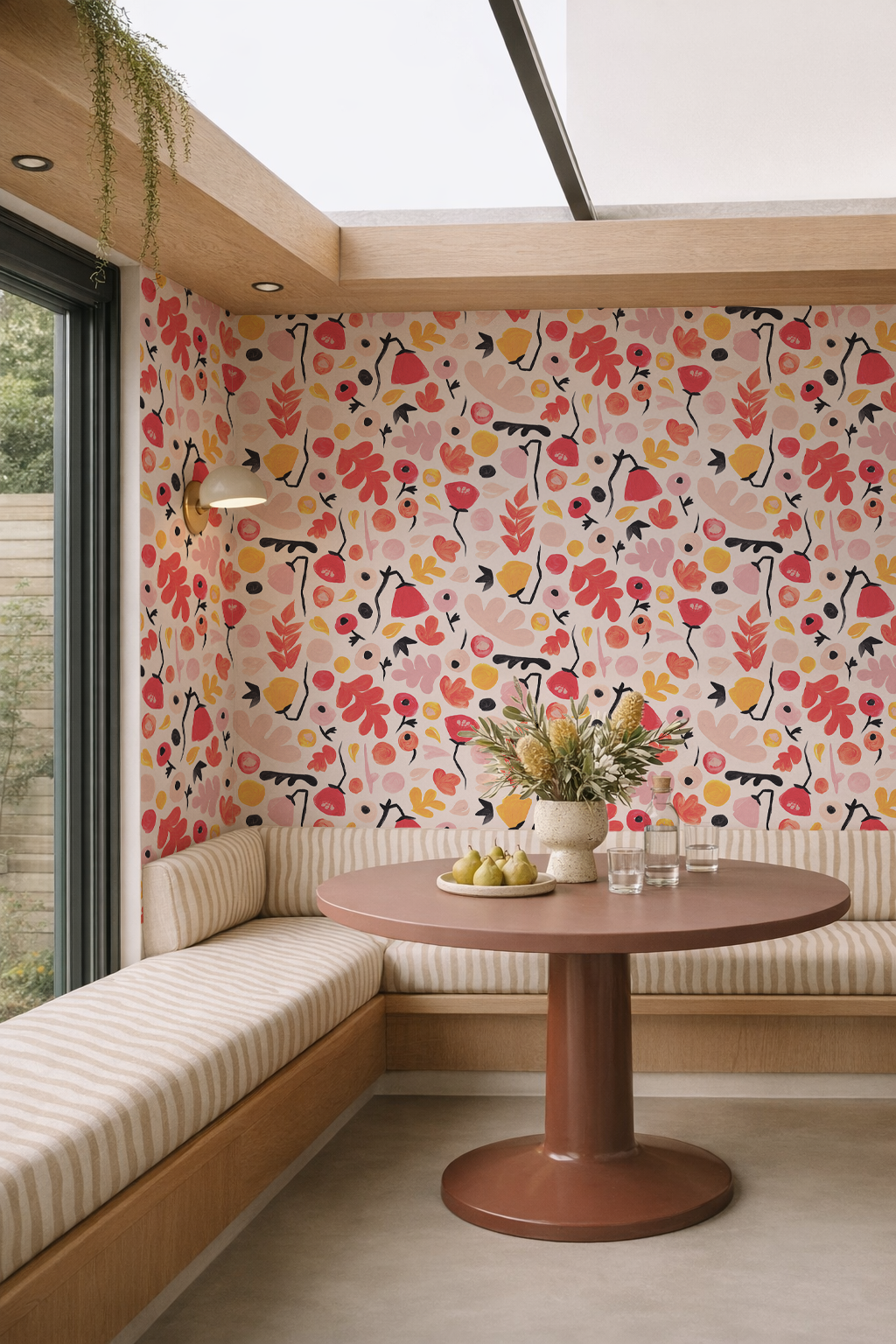 Henri Floral Wallpaper, red