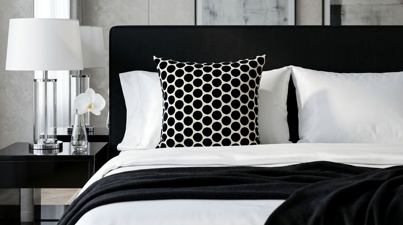 Buttons Black Duo Pillow