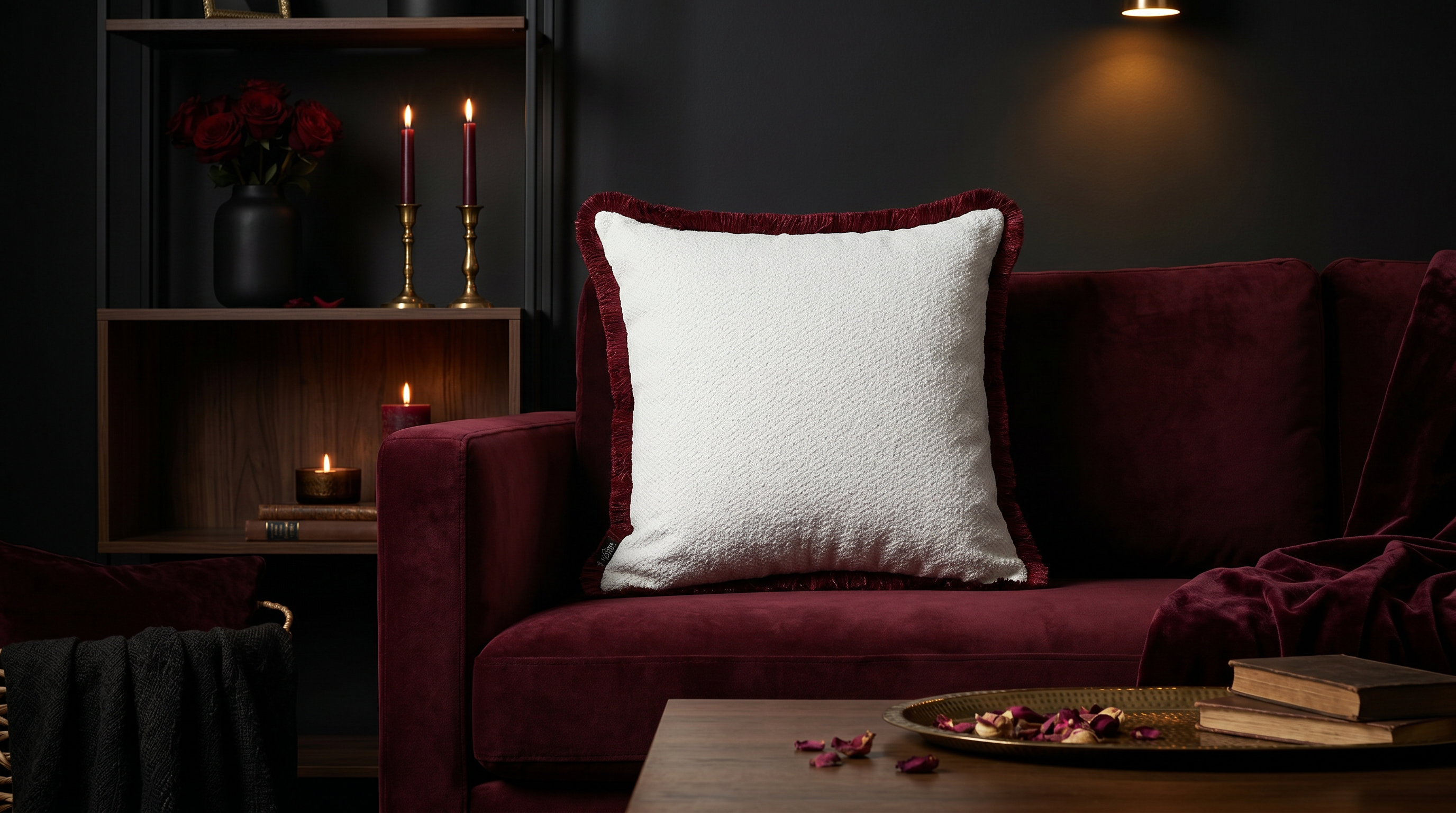 Helton White W/ Fringe Uni Pillow
