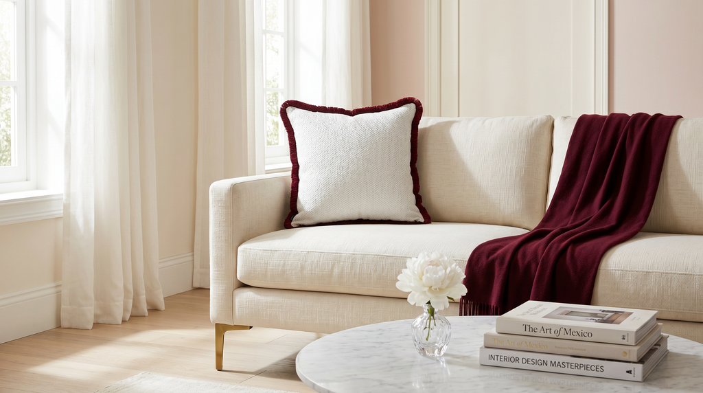 Helton White W/ Fringe Uni Pillow