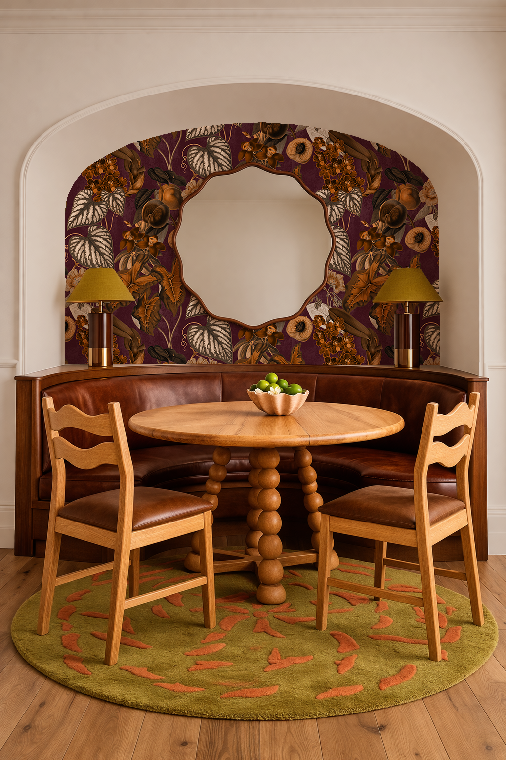 Cali Tropicale Wallpaper, eggplant and toffee