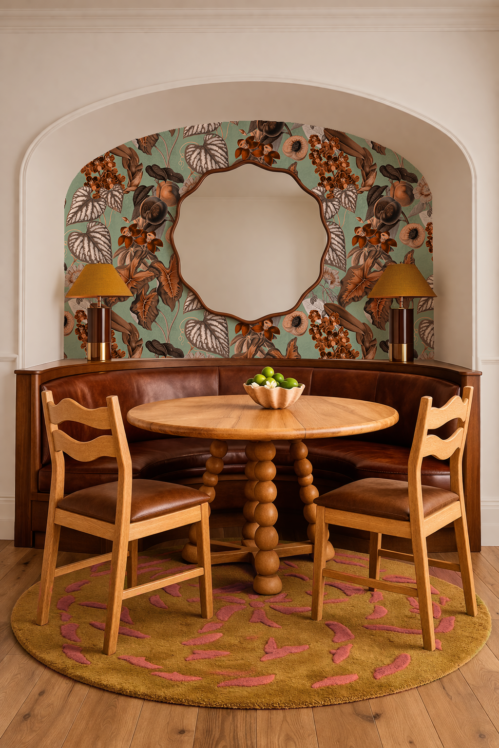 Cali Tropicale Wallpaper, mint and rust