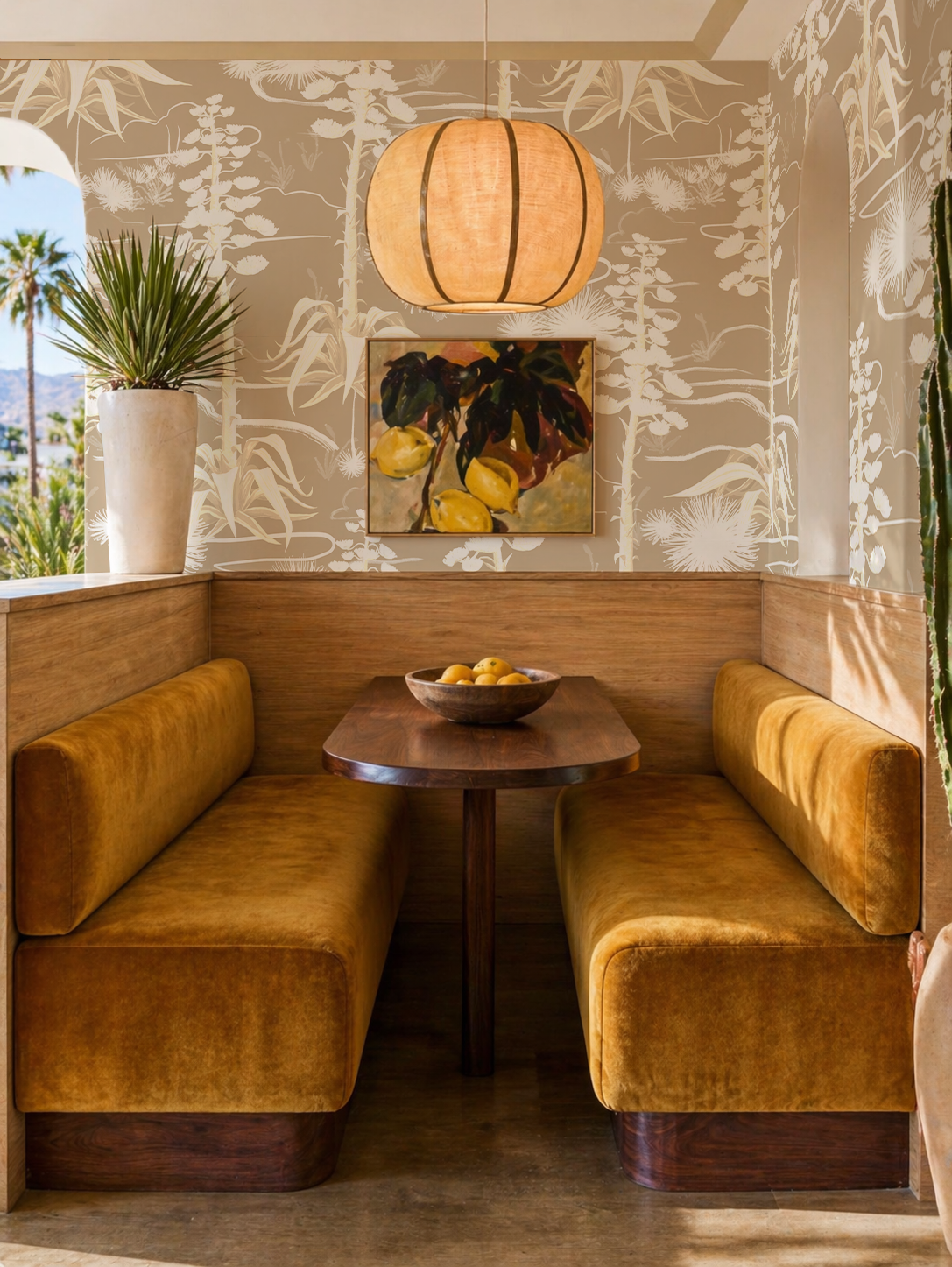 Agave Valley Wallpaper, tan and white