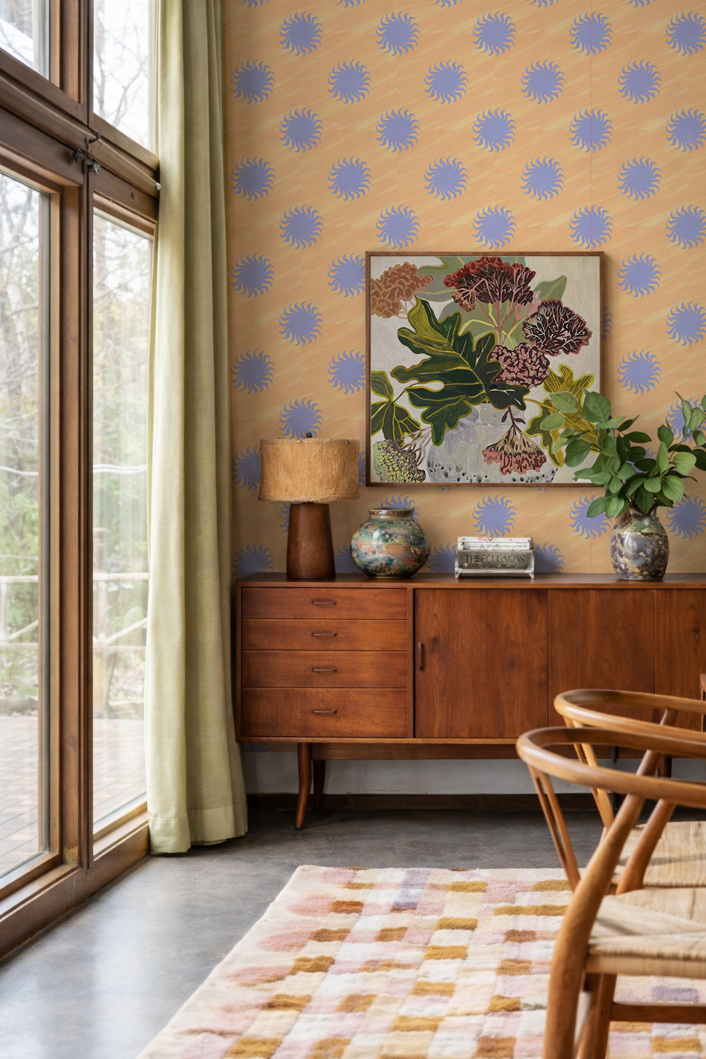 Sol Wallpaper, peach and lavender