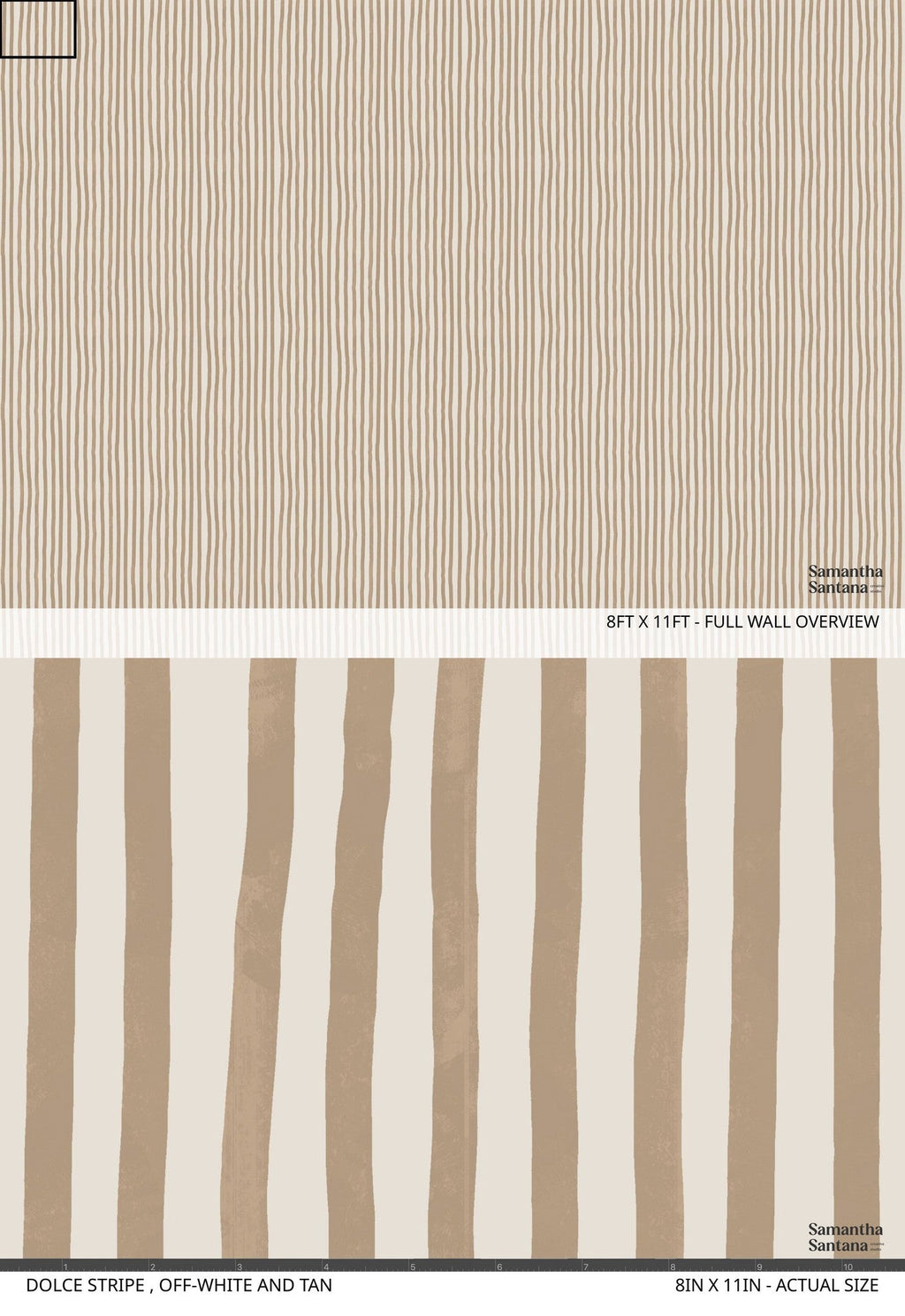 Dolce Stripe Wallpaper, off-white and tan