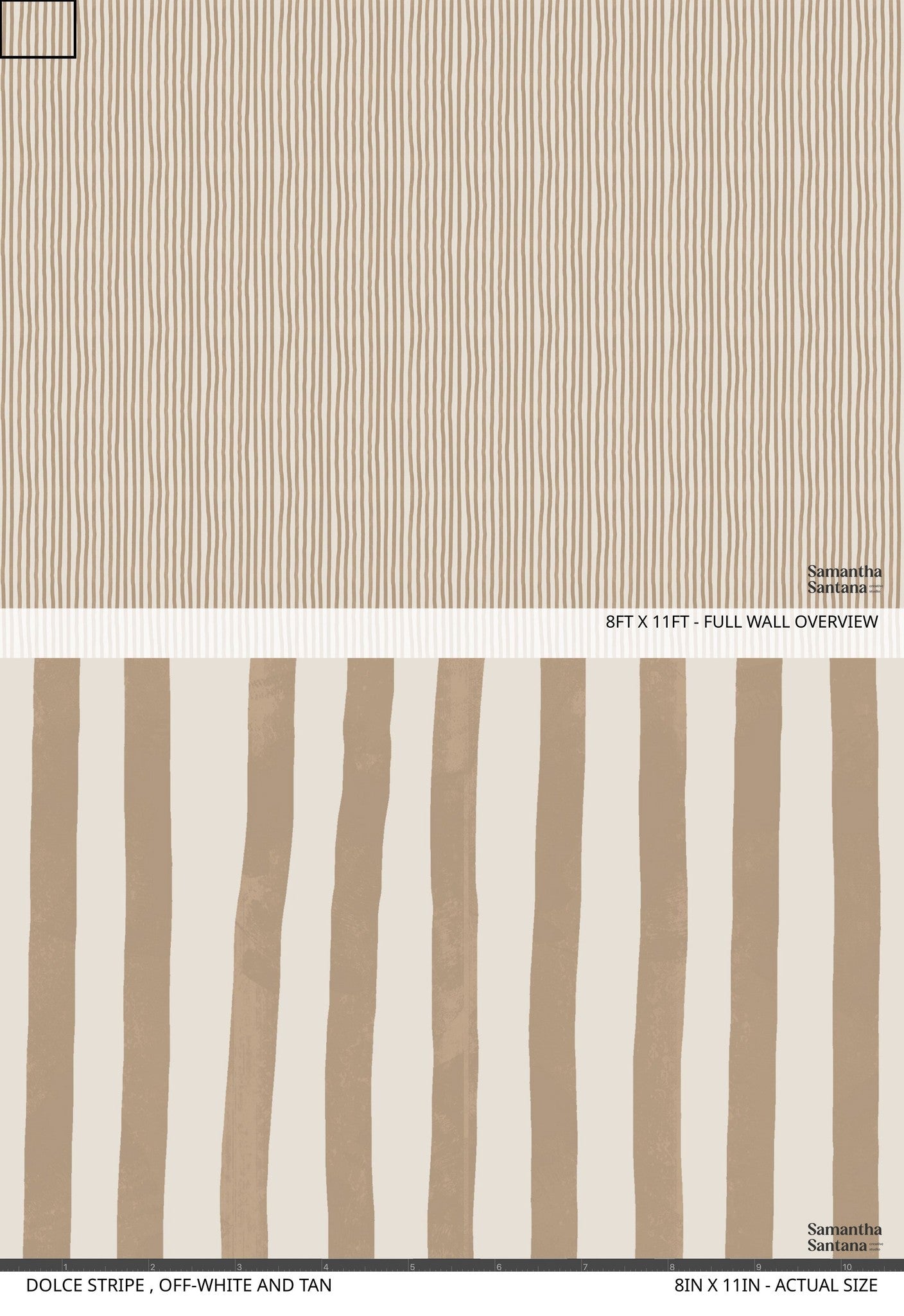 Dolce Stripe Wallpaper, off-white and tan