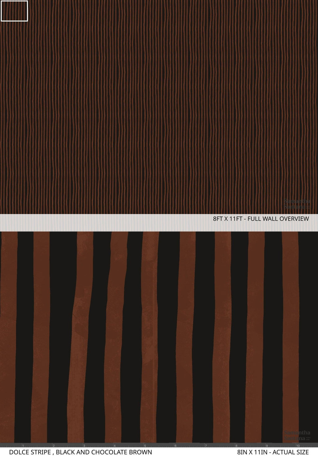 Dolce Stripe Wallpaper, black and chocolate brown