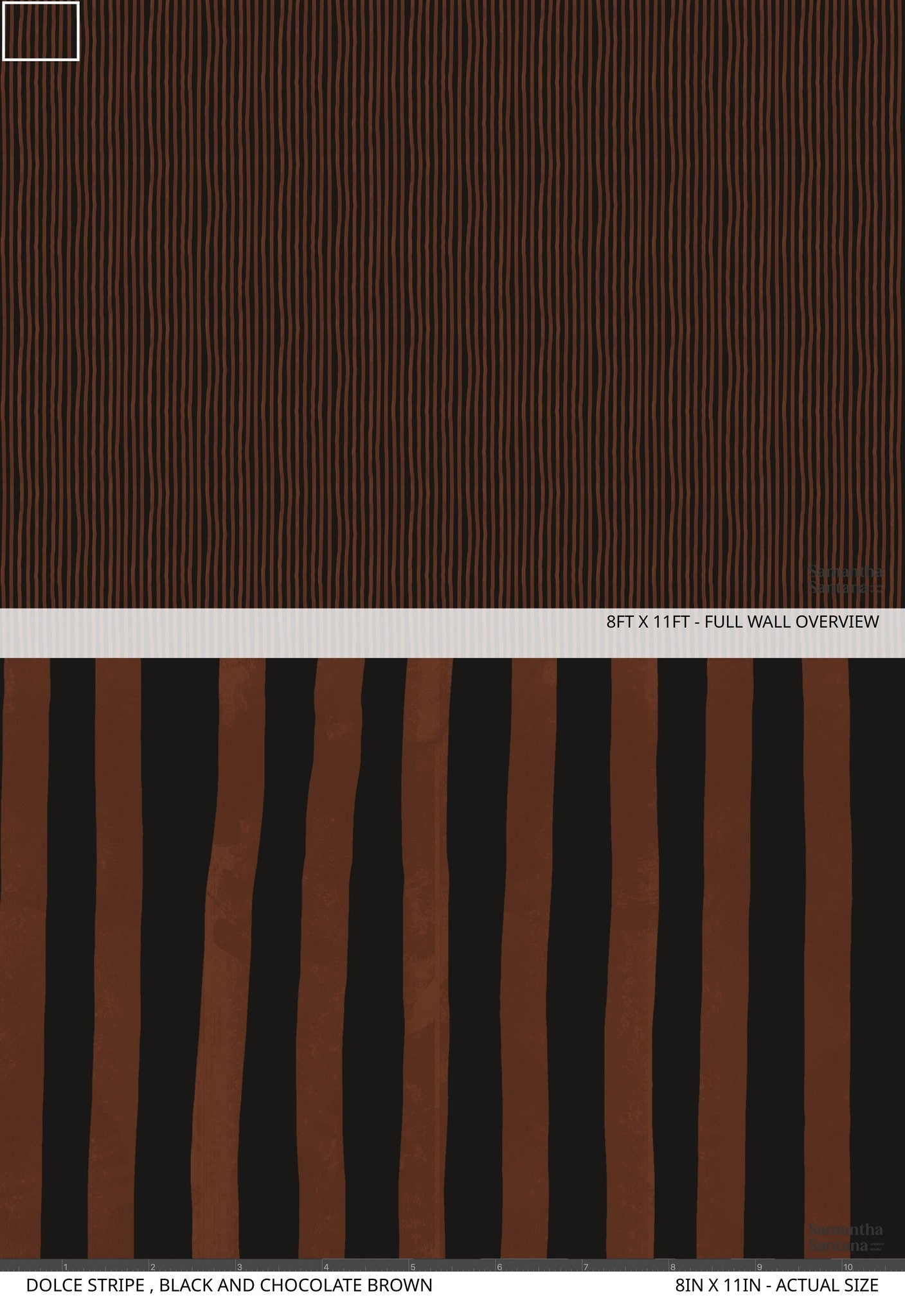 Dolce Stripe Wallpaper, black and chocolate brown