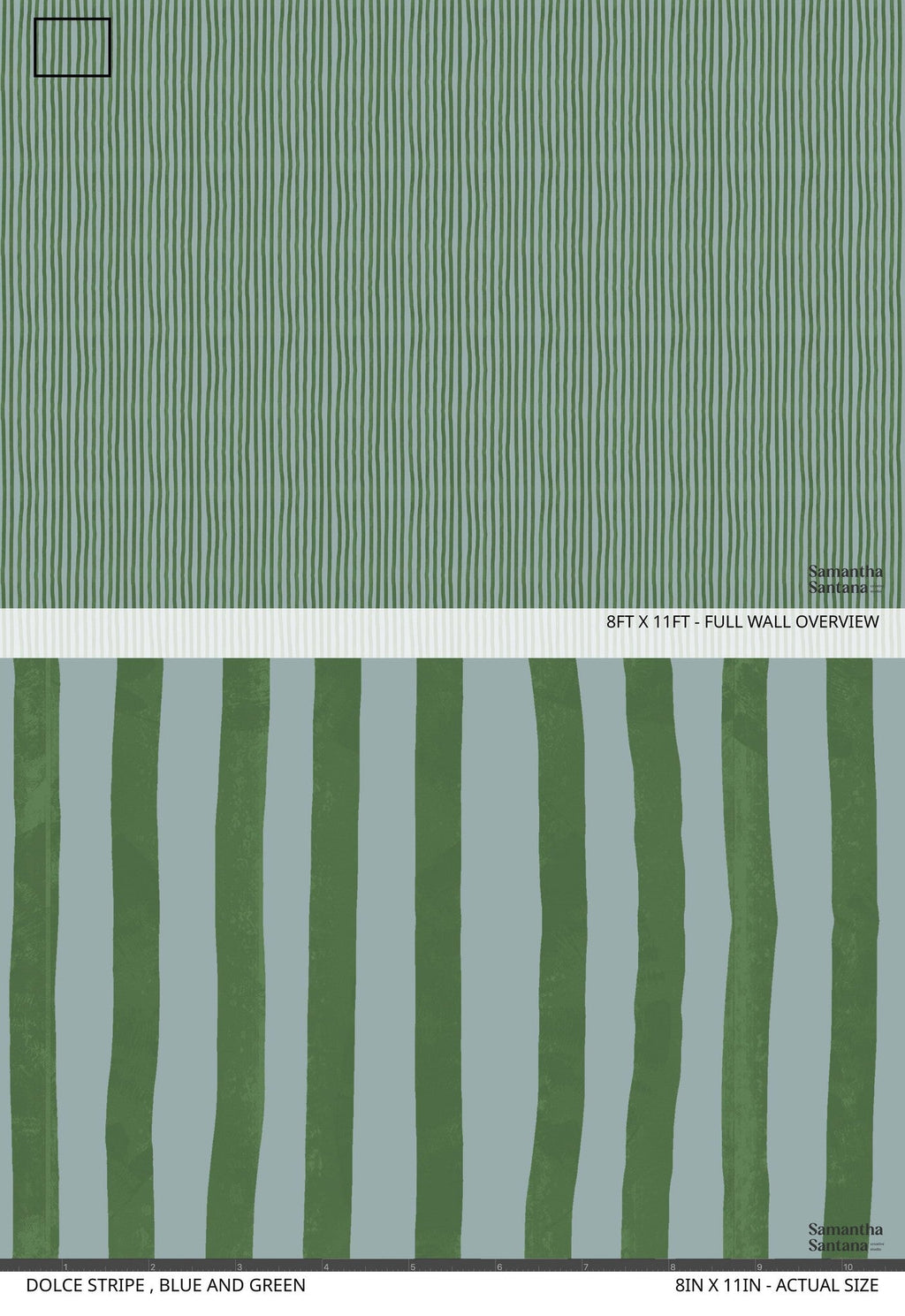 Dolce Stripe Wallpaper, blue and green