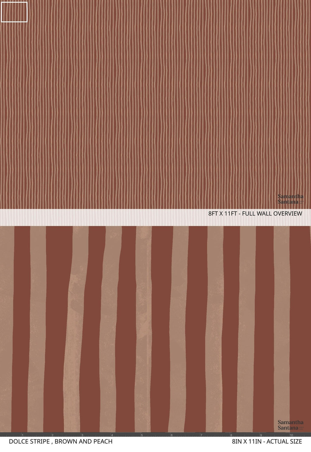 Dolce Stripe Wallpaper, brown and peach