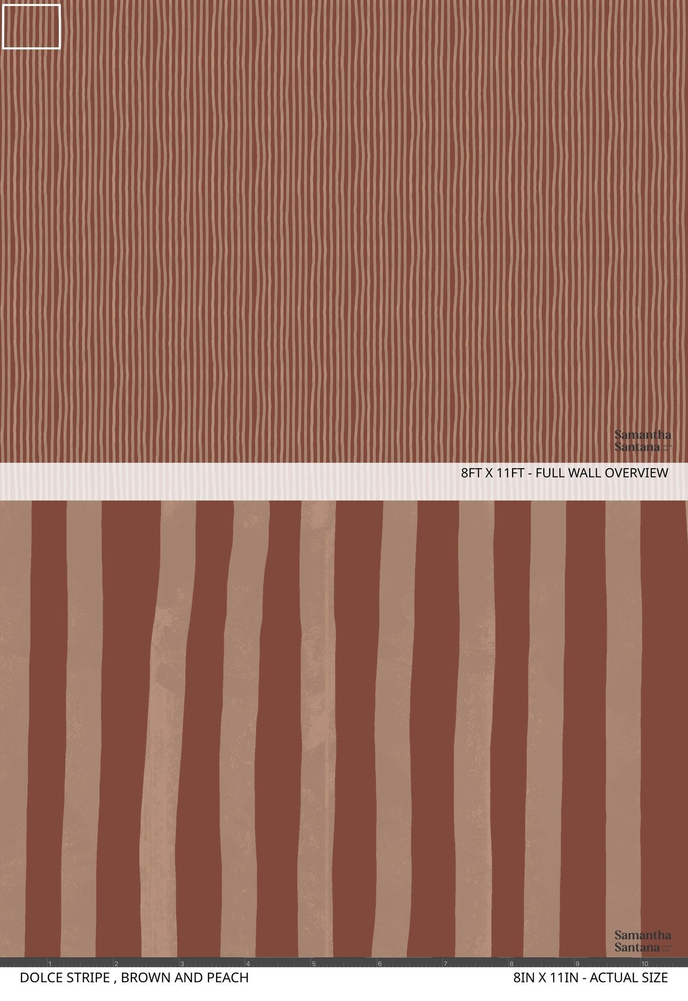 Dolce Stripe Wallpaper, brown and peach
