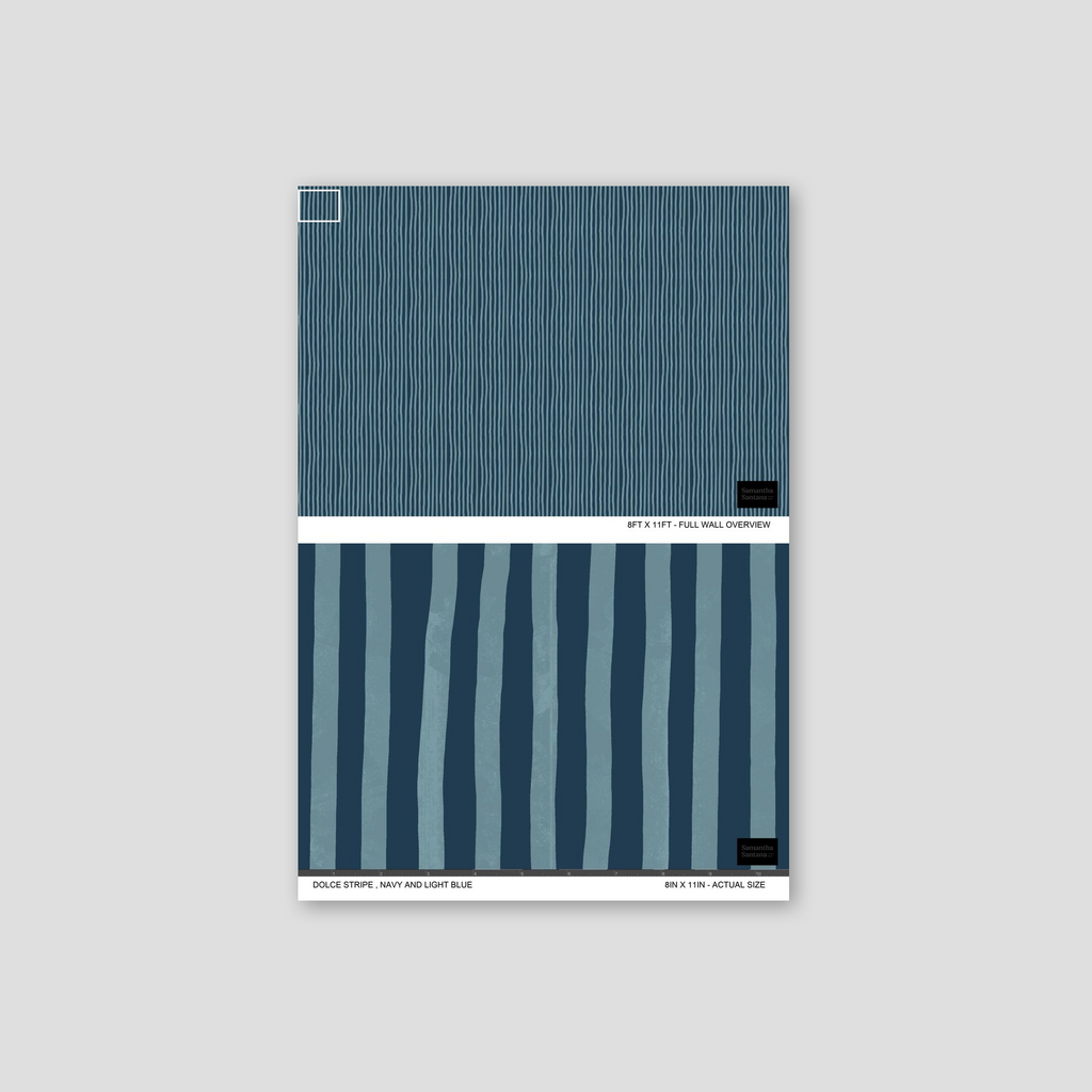 Dolce Stripe Wallpaper, navy and light blue