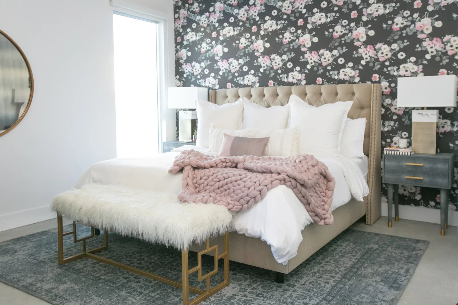 Midnight Floral Wallpaper, black