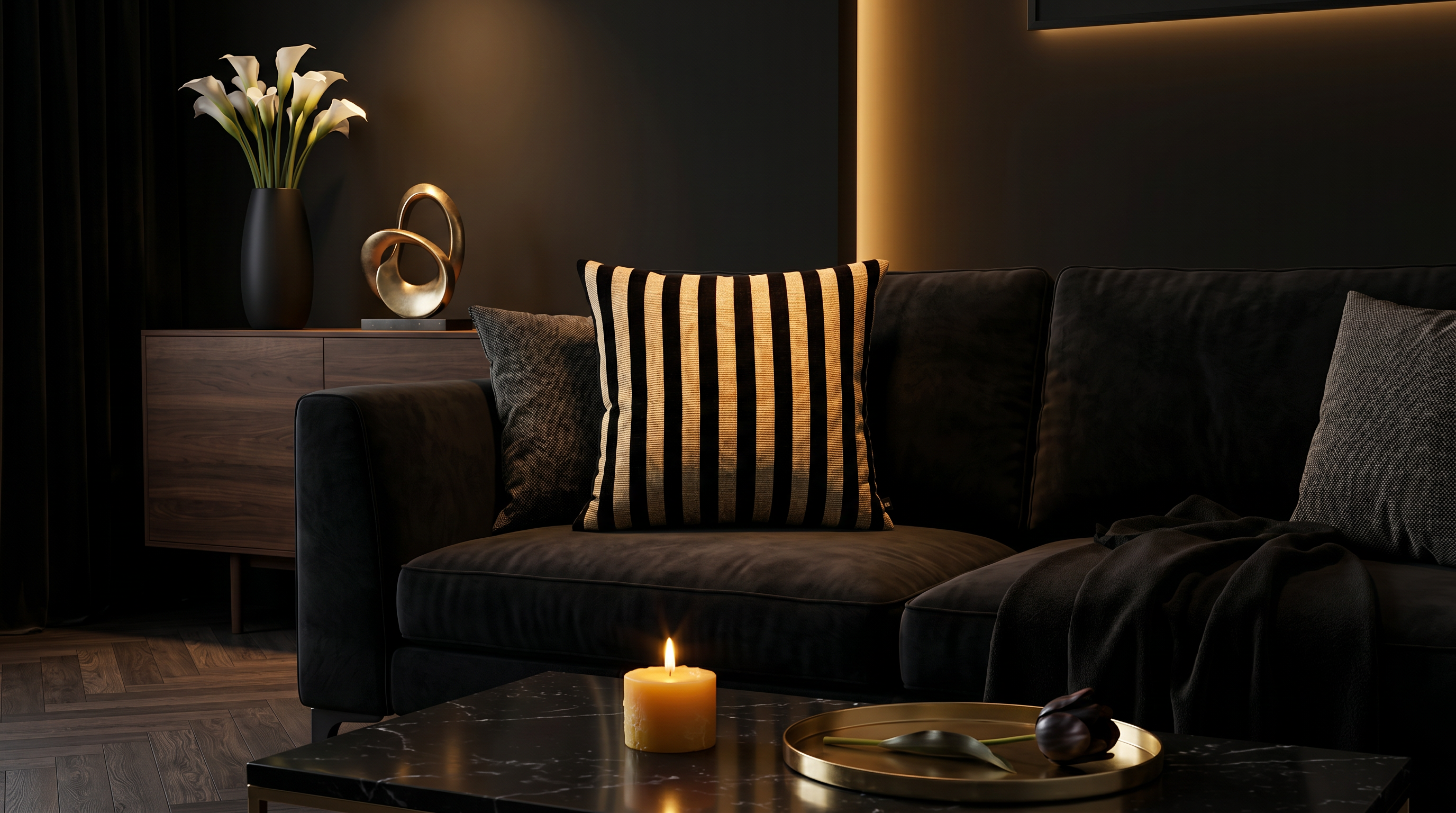 Hani Black Stripes 24" Pillow