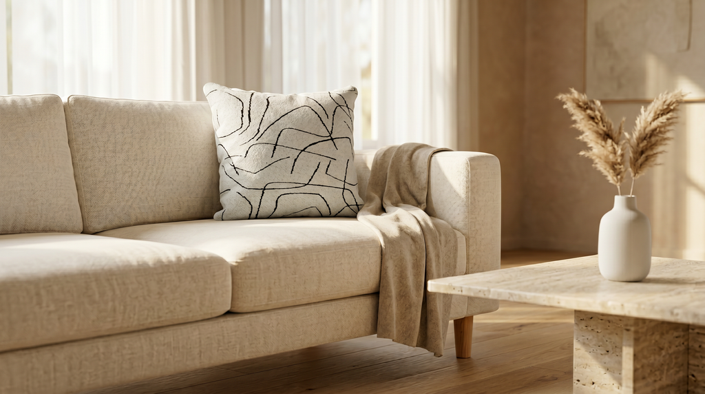 Hani White Lined Duo Pillow