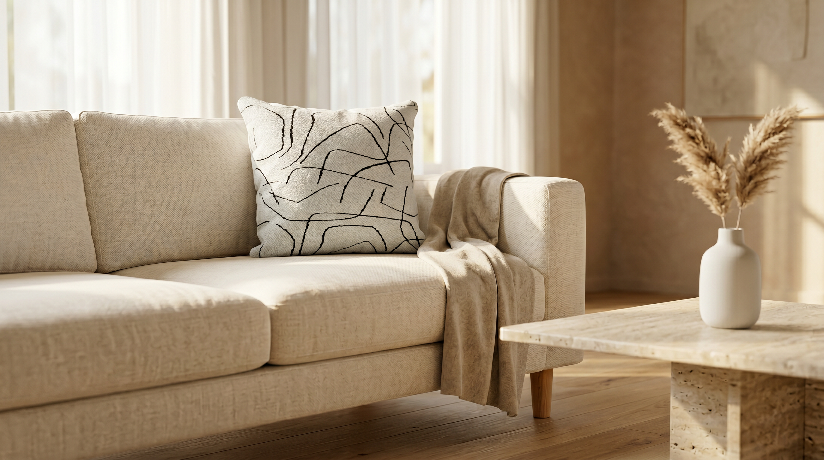 Hani White Lined Duo Pillow