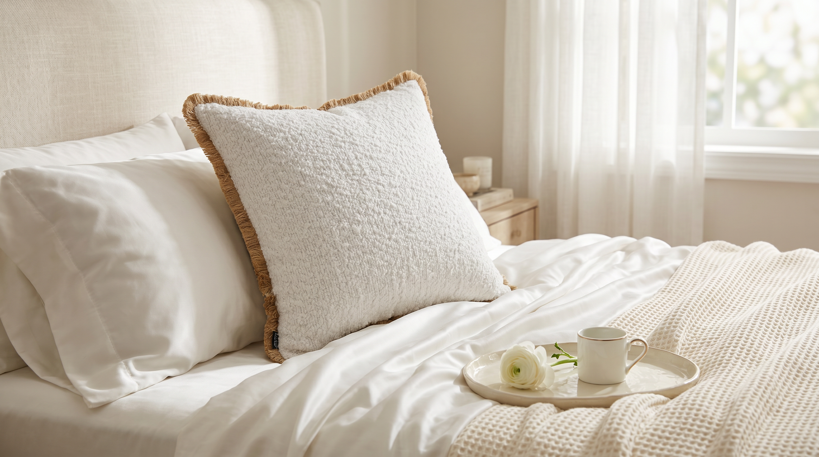 Hippie White W/ Fringe Uni Pillow
