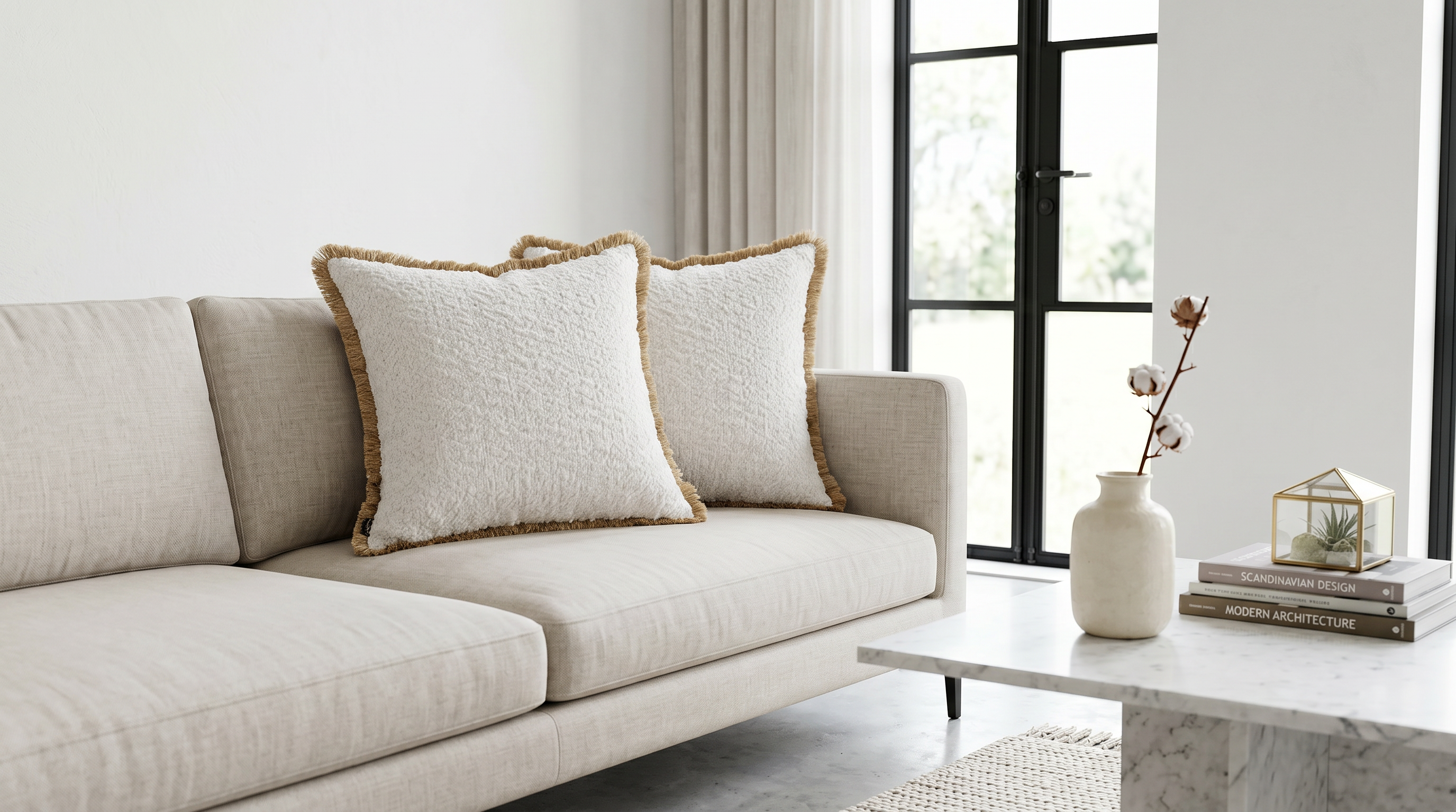 Hippie White W/ Fringe Uni Pillow