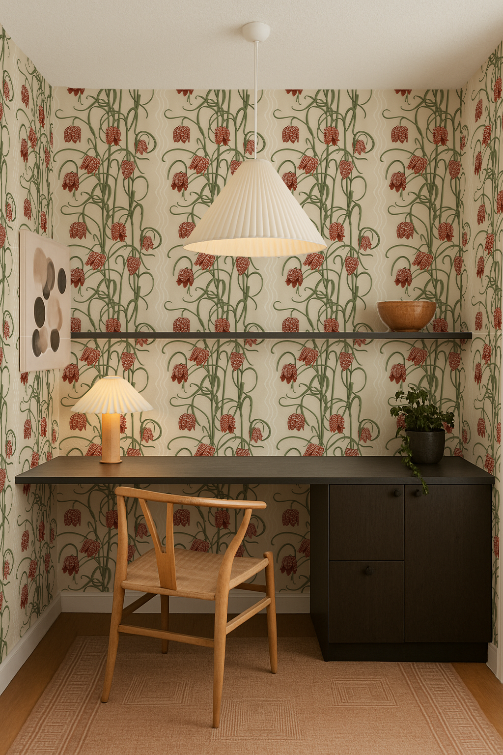 Campanas Wallpaper, neutral and burnt orange