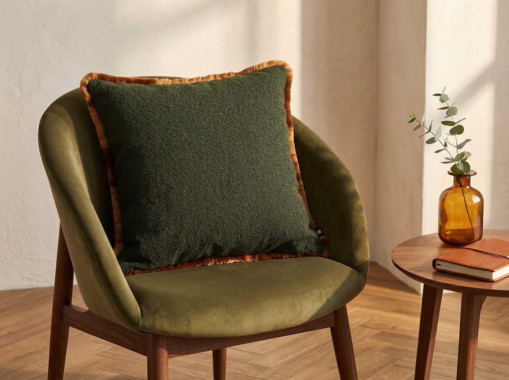 July Dark Green W/ Fringe Uni Pillow