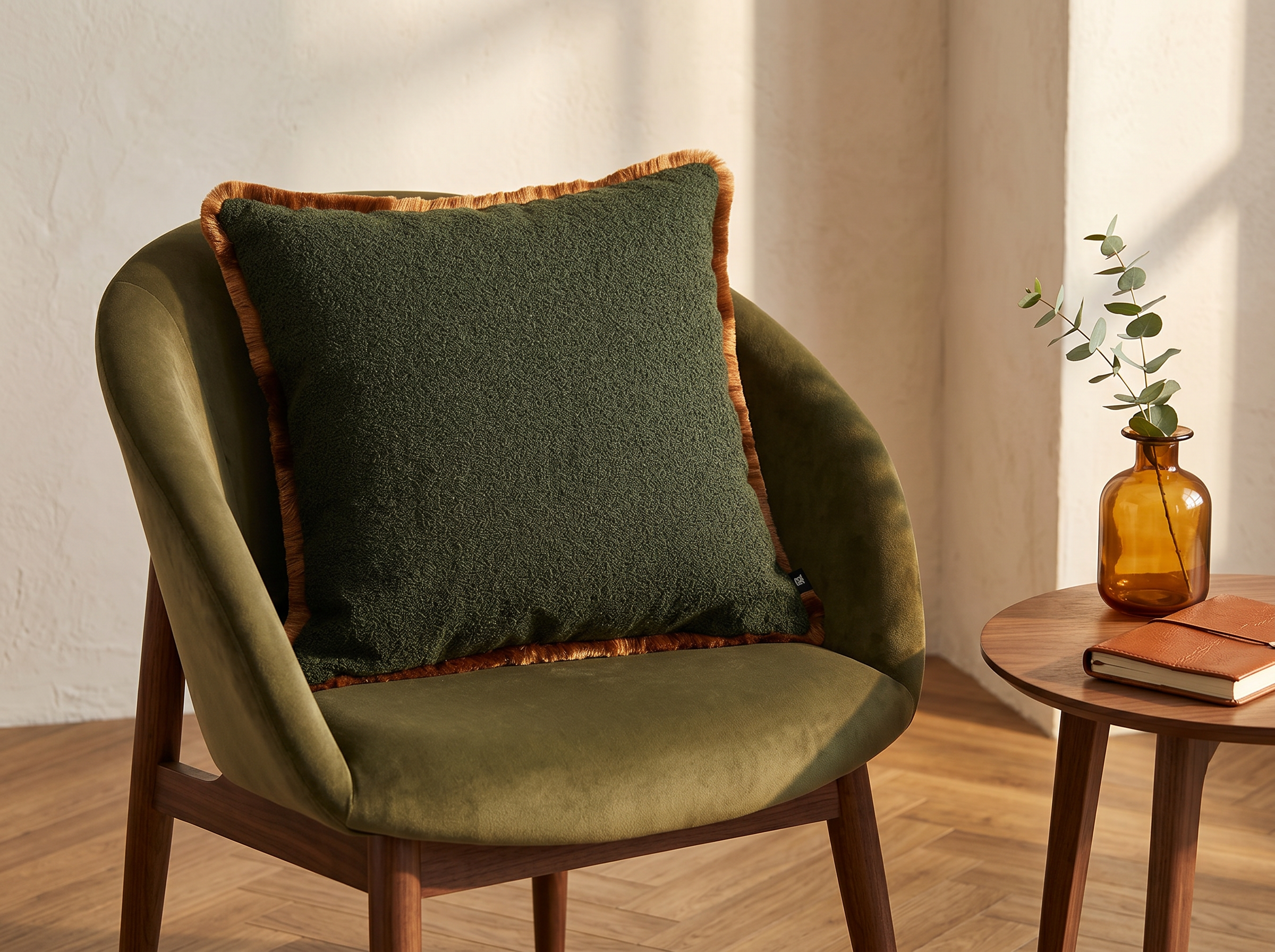 July Dark Green W/ Fringe Uni Pillow
