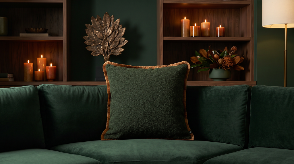 July Dark Green W/ Fringe Uni Pillow