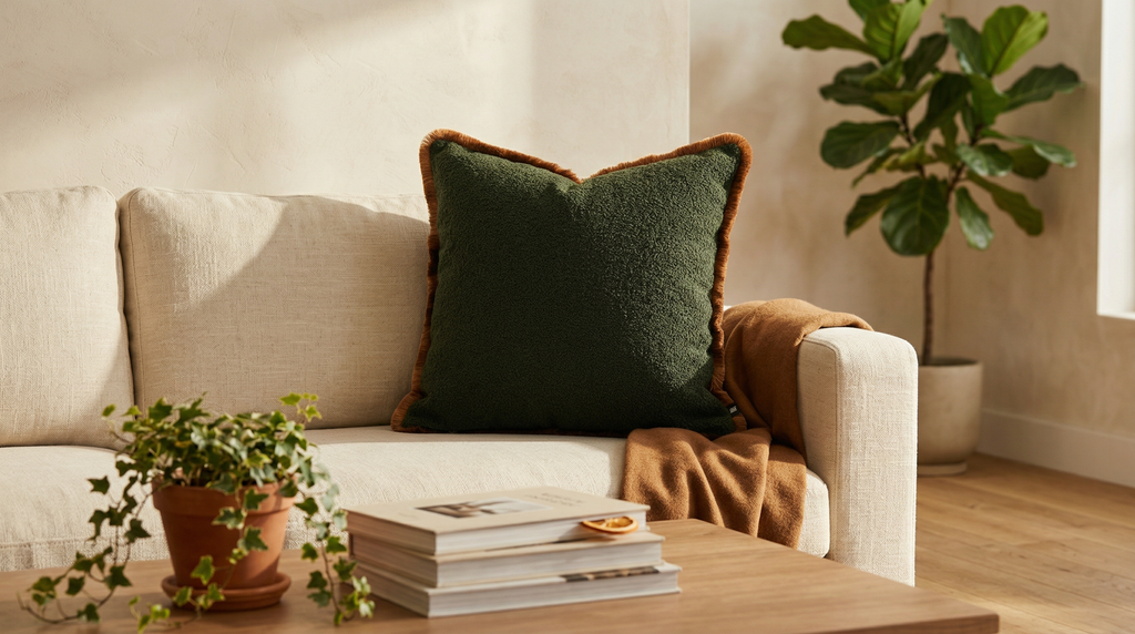 July Dark Green W/ Fringe Uni Pillow