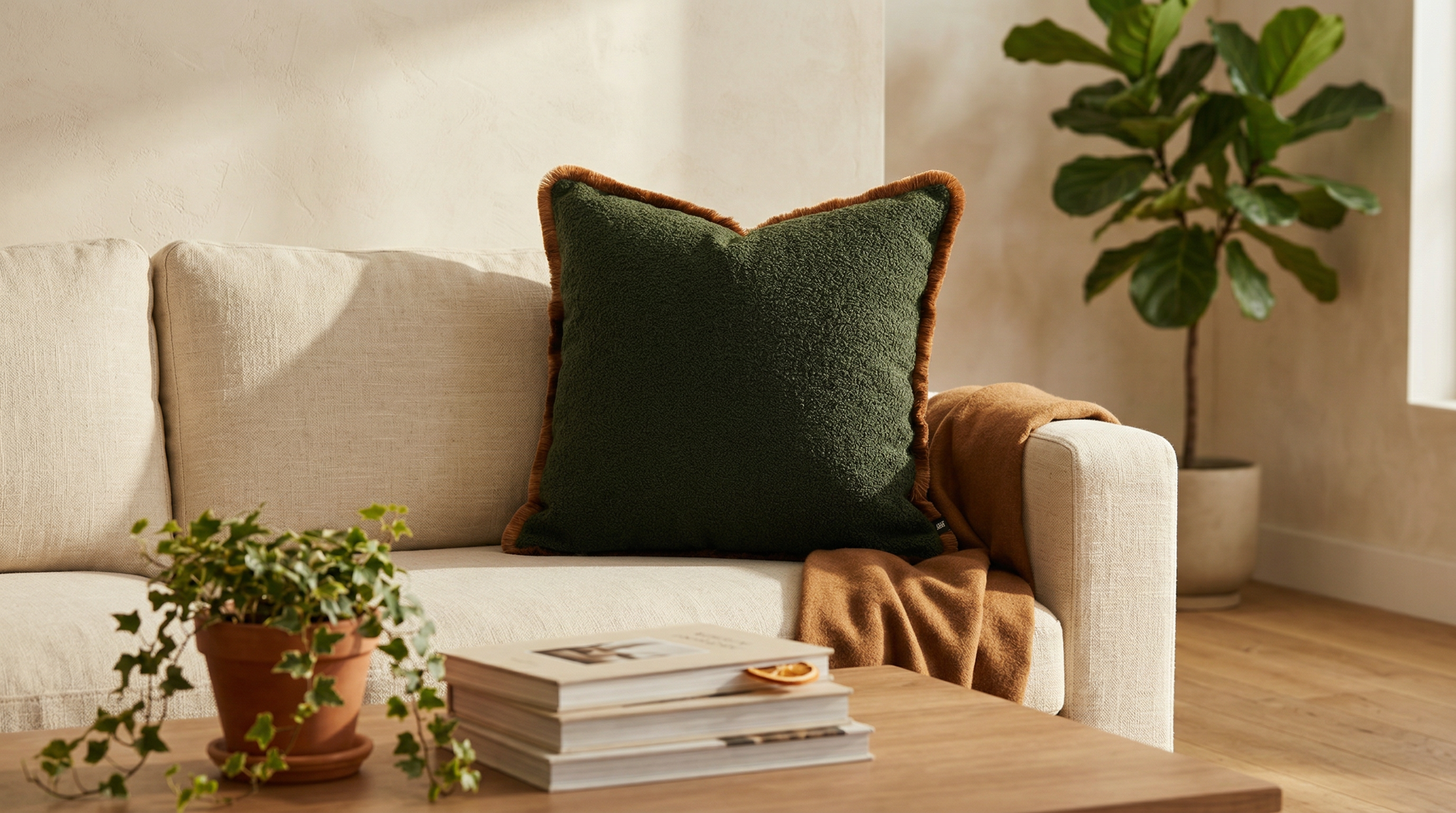July Dark Green W/ Fringe Uni Pillow