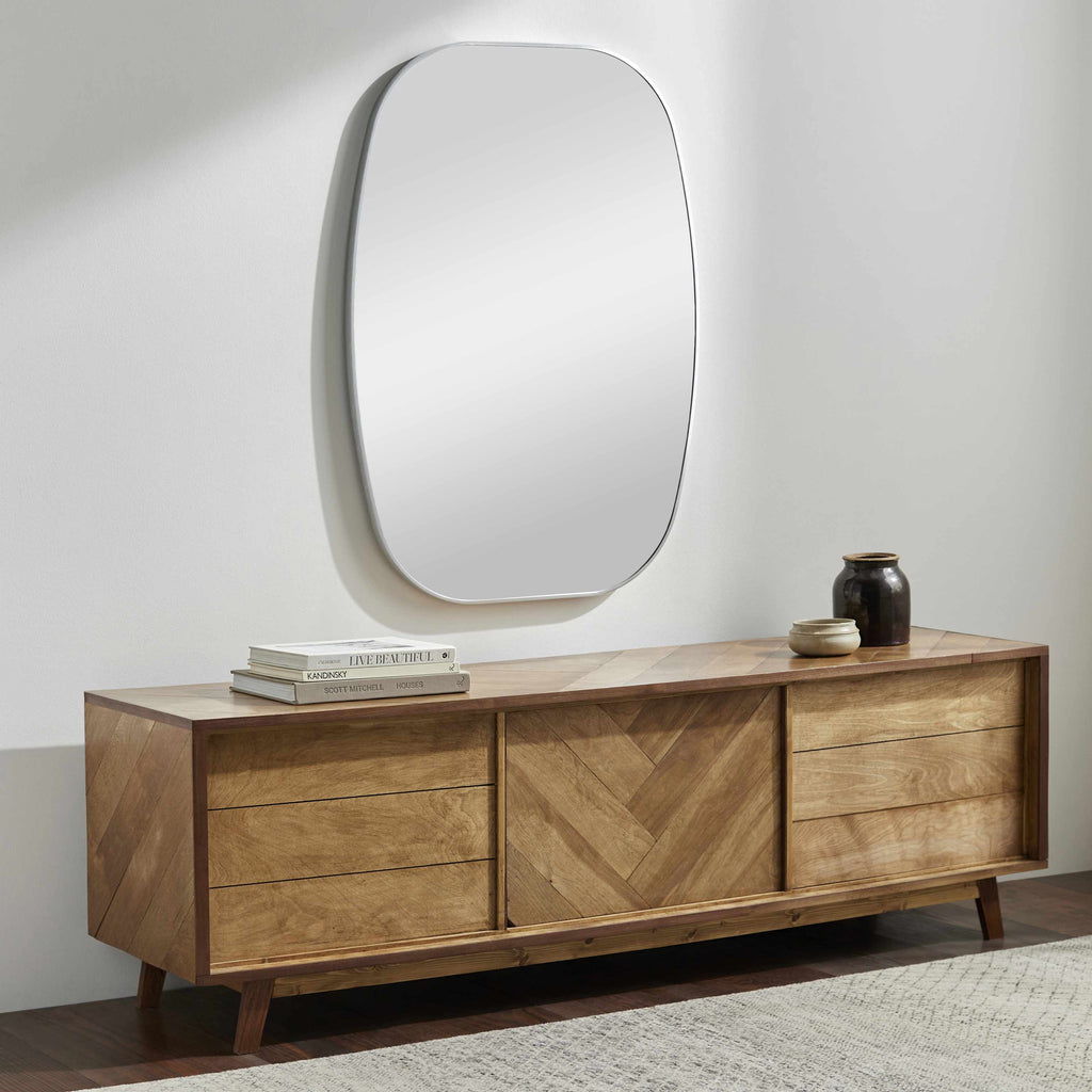 Kopparberg Metallic Silver Gold Frame Round Mirror