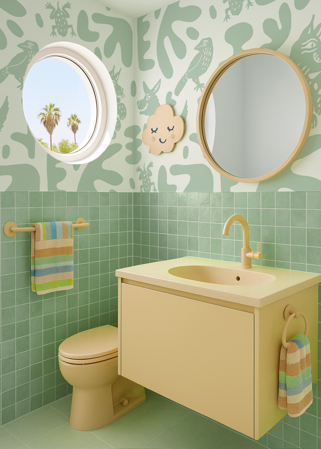 Abstract Animales Wallpaper, white and mint